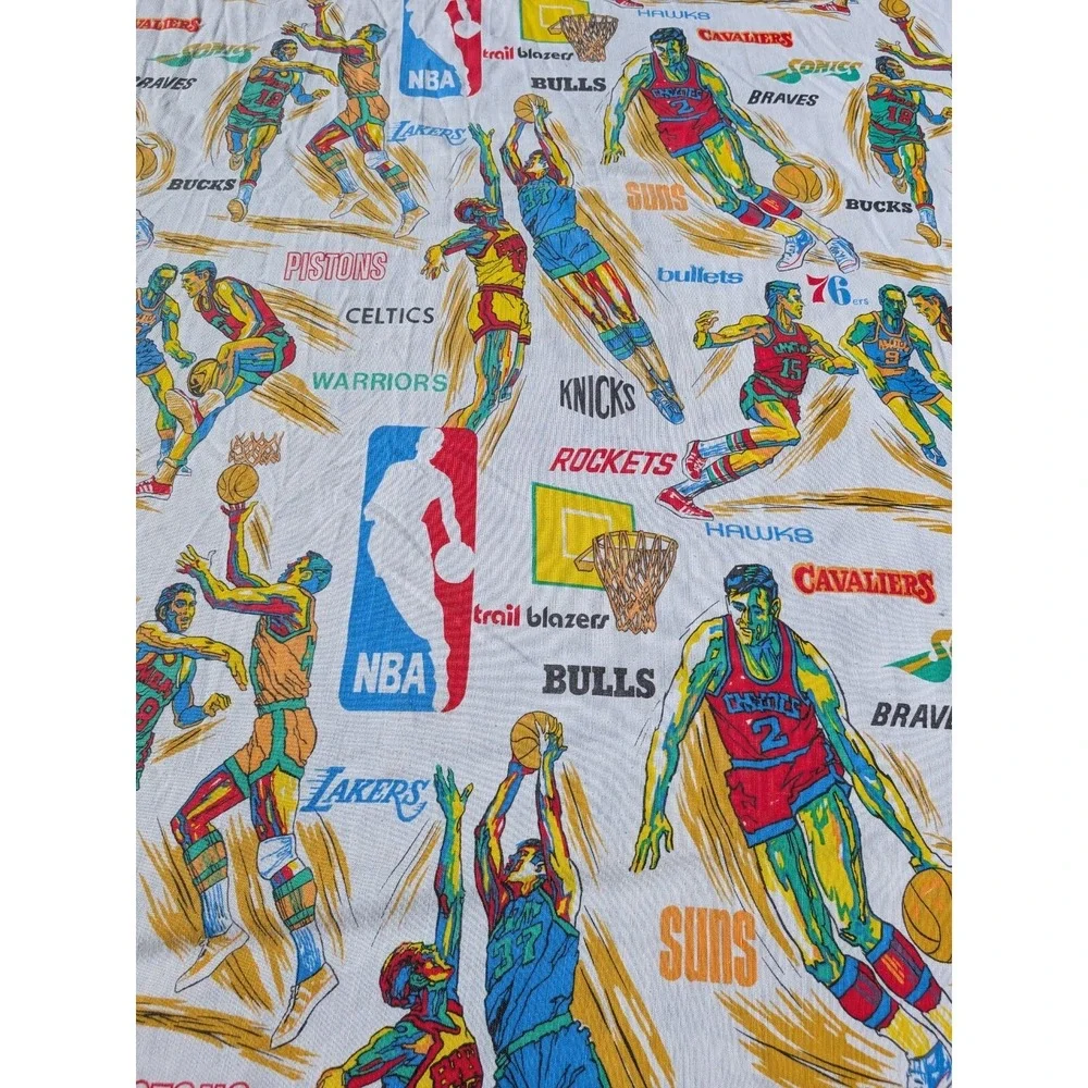 Rare Vintage 1970's NBA‎ Basketball Bedspread Sheet Fabric Approx 70